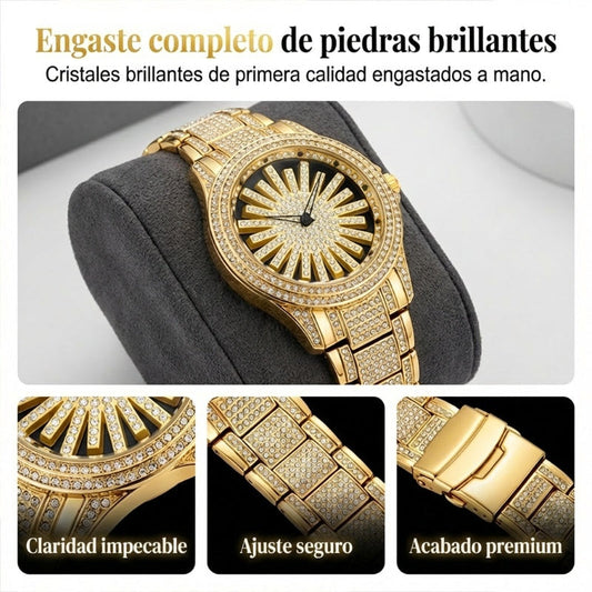 ⌚ ¡50% DE DESCUENTO AHORA! 💎 Reloj Iced-Out para Hombre con Esfera Giratoria – Cristales Brillantes, Cuarzo Preciso y Cristal Mineral Resistente ✨