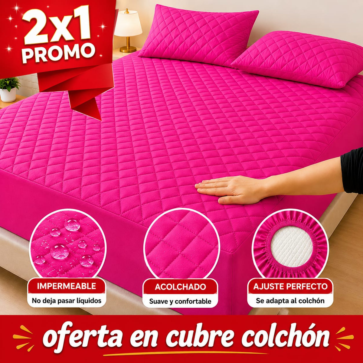 OFERTA EN CUBRECOLCHONES: PAGUE 1 LLEVE 2 + 4 FUNDAS DE ALMOHADA GRATIS