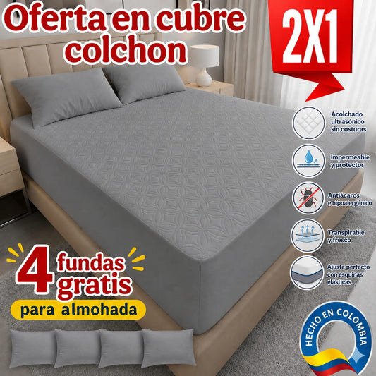 OFERTA EN CUBRECOLCHONES: PAGUE 1 LLEVE 2 + 4 FUNDAS DE ALMOHADA GRATIS