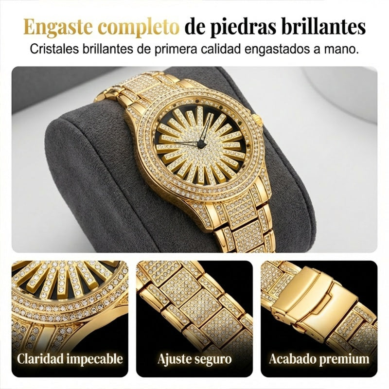 ⌚ ¡50% DE DESCUENTO AHORA! 💎 Reloj Iced-Out para Hombre con Esfera Giratoria – Cristales Brillantes, Cuarzo Preciso y Cristal Mineral Resistente ✨