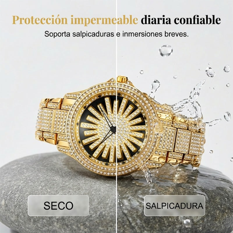 ⌚ ¡50% DE DESCUENTO AHORA! 💎 Reloj Iced-Out para Hombre con Esfera Giratoria – Cristales Brillantes, Cuarzo Preciso y Cristal Mineral Resistente ✨