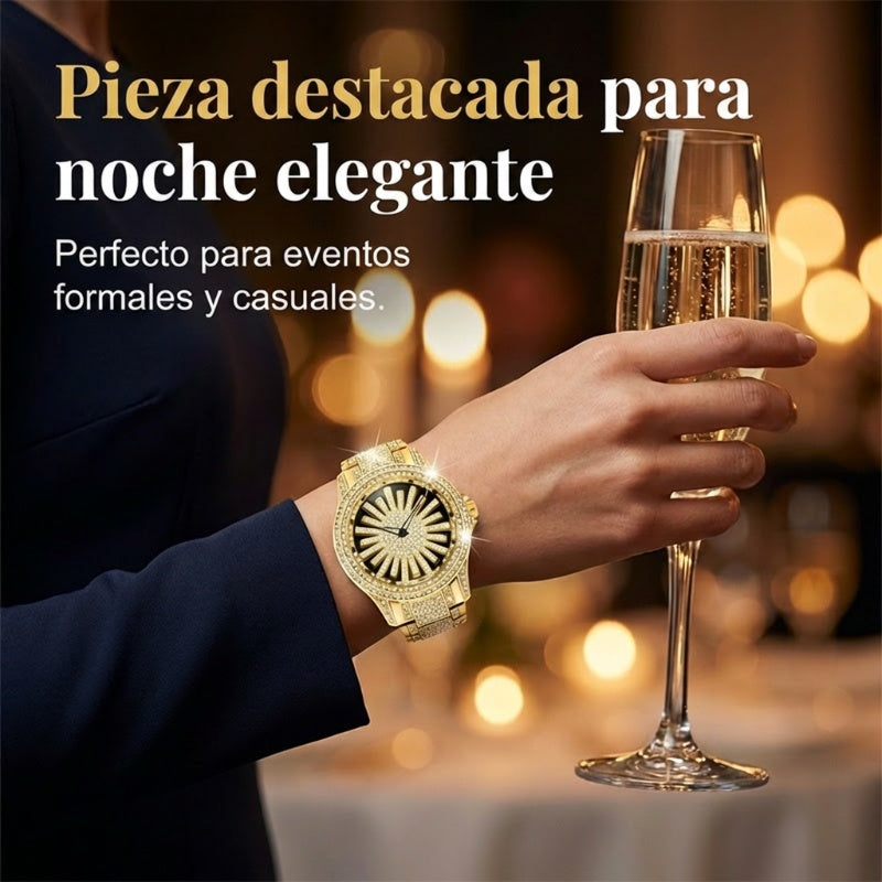 ⌚ ¡50% DE DESCUENTO AHORA! 💎 Reloj Iced-Out para Hombre con Esfera Giratoria – Cristales Brillantes, Cuarzo Preciso y Cristal Mineral Resistente ✨
