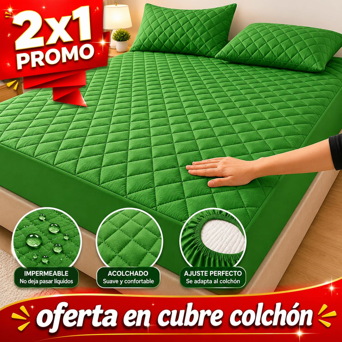 OFERTA EN CUBRECOLCHONES: PAGUE 1 LLEVE 2 + 4 FUNDAS DE ALMOHADA GRATIS