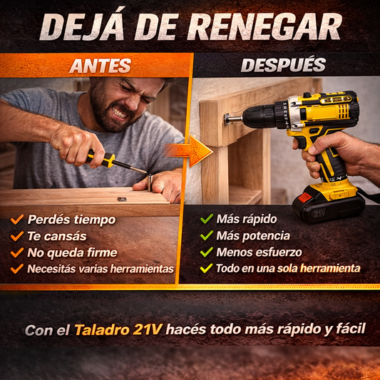 [PROMO] Taladro Inalámbrico Industrial - 2 baterías + maletín + accesorios 🔥